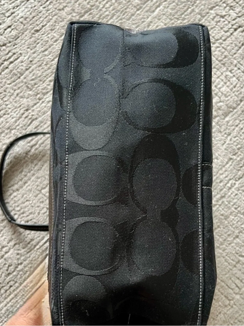 Coach Black Signature Tote with Metallic Band